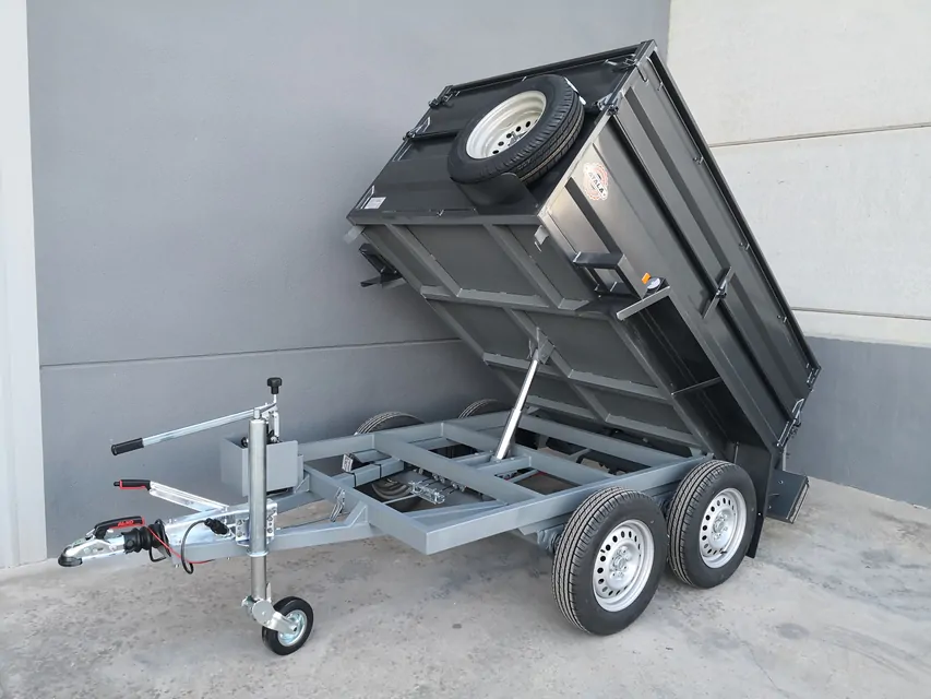 Remolque basculante hidráulico 2700 kg sol 300×150 cm bomba eléctrica